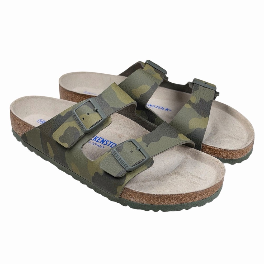 Birkenstock Men's Arizona Birko Flor Camo Green Sandals Desert Soil Size US 13